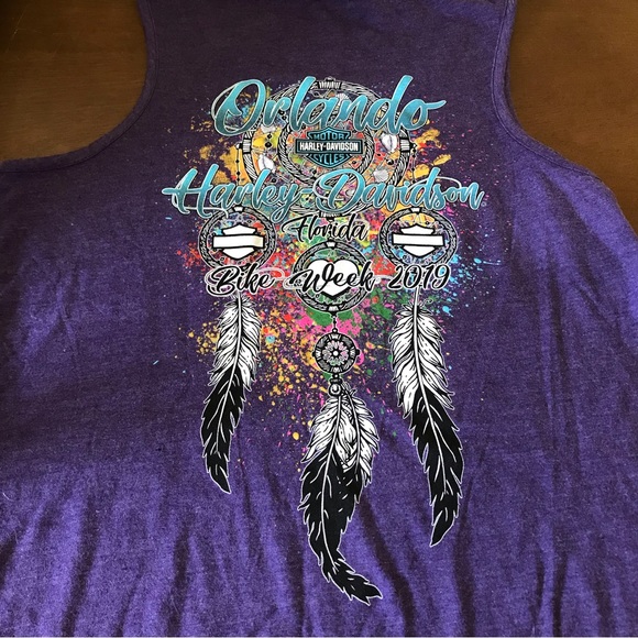Harley Davidson Orlando Florida Bike Week 2019 Purple Dreamcatcher Tank Size S - Picture 12 of 13
